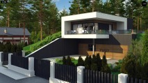 Проект современного двухэтажного дома. Проект подойдет для строительства на участке со склоном 2